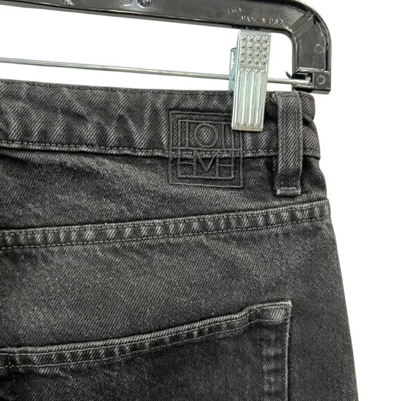 $330 Toteme Black Denim Barrel Leg High Rise Pants size 28/32 - Picture 5 of 6